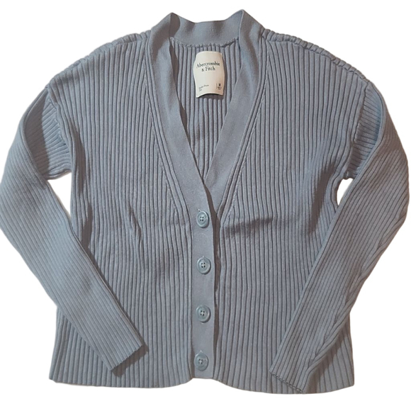 Abercrombie & Fitch Sweaters - Women's Abercrombie & Fitch M Light Pastel Blue Ribbed Cropped Cardigan NWOT
